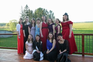 Gathering of Homeschooled Girls in Prom Dresses